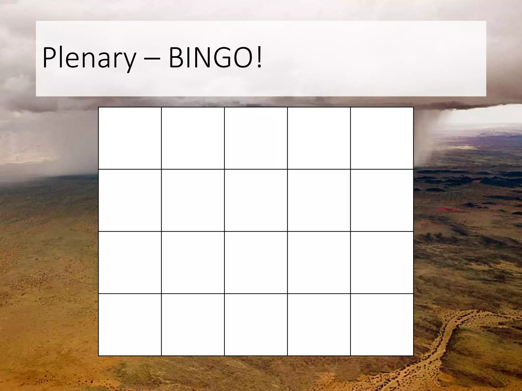 Plenary – BINGO!
 