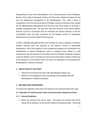Estimation of the Total Economic Value of the Proposed Mt ...