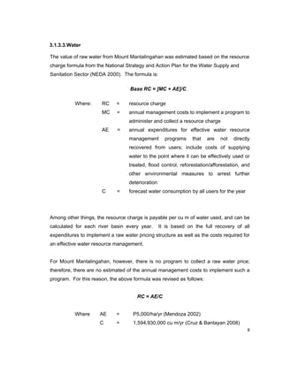 Estimation of the Total Economic Value of the Proposed Mt ...
