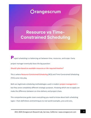 Time Vs Resource Resource vs Time-Constrained Scheduling Complete Guide for Project ...