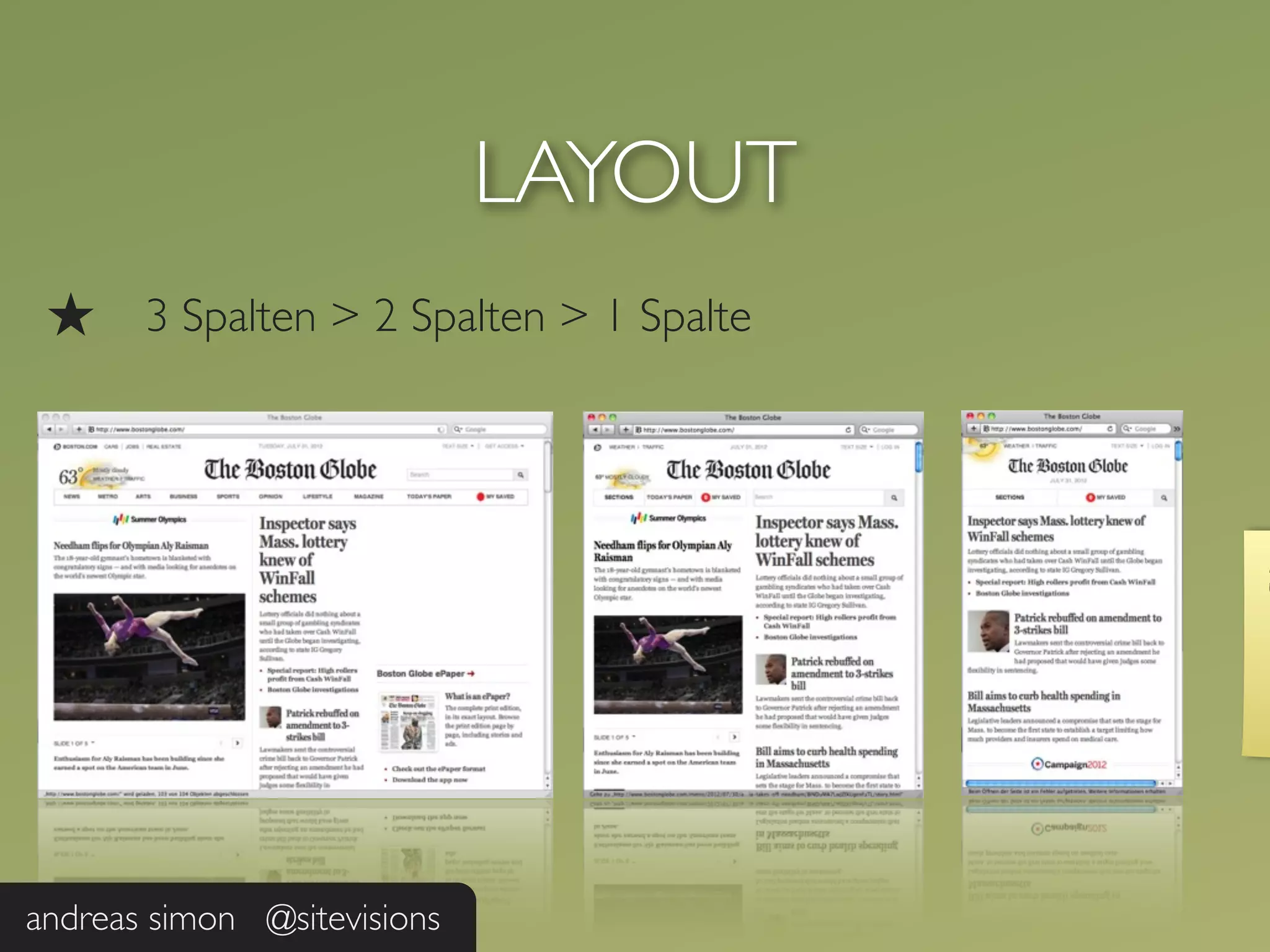 LAYOUT
 ★     3 Spalten > 2 Spalten > 1 Spalte




                                          .
                                          u




andreas simon @sitevisions
 