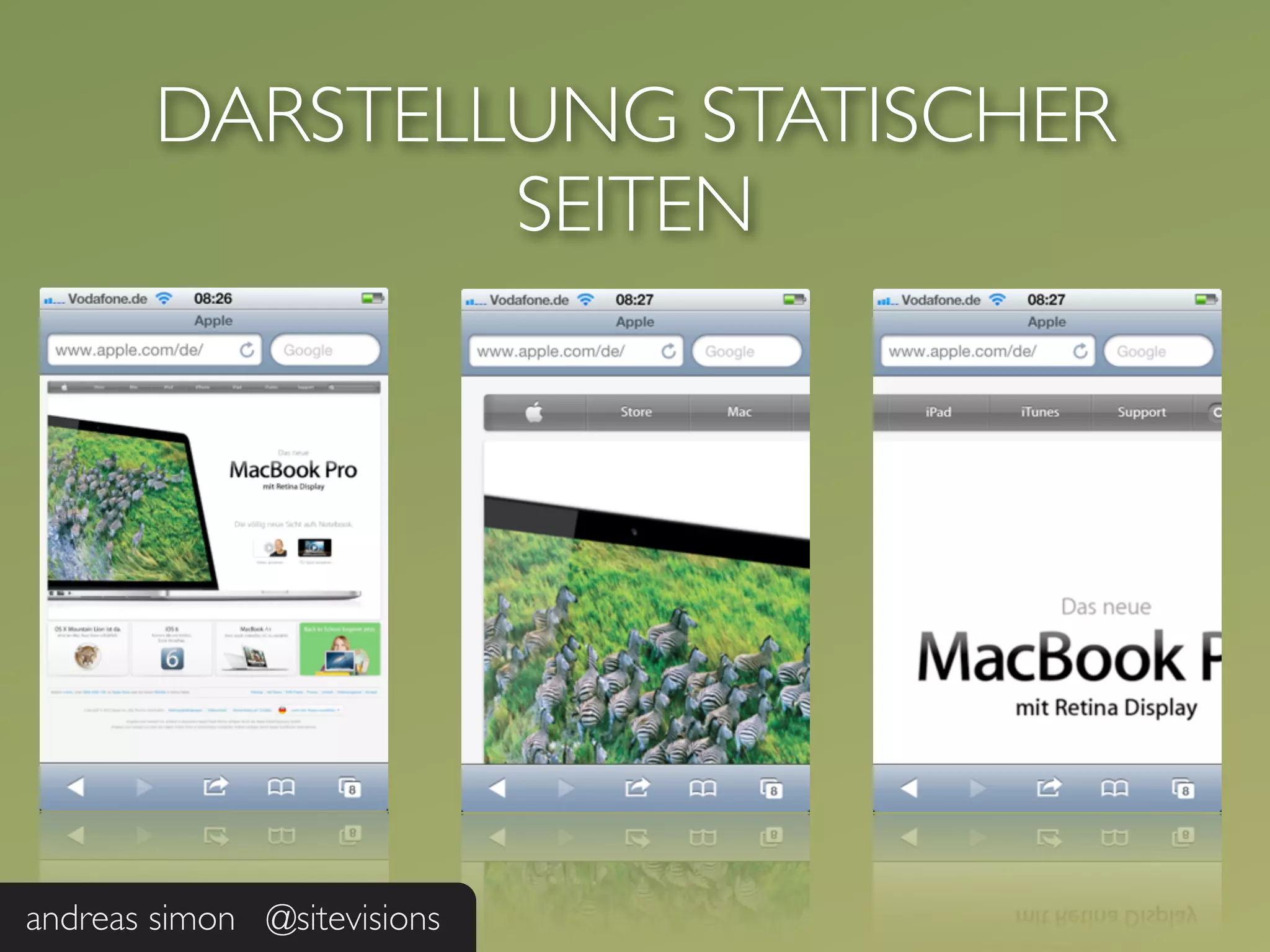 DARSTELLUNG STATISCHER
                SEITEN




andreas simon @sitevisions
 