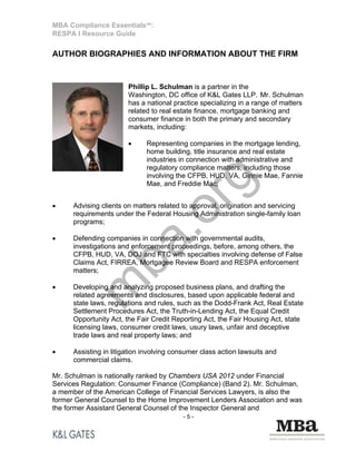 Mba Authorities MBA Compliance Essentials: RESPA I Resource Guide | PDF