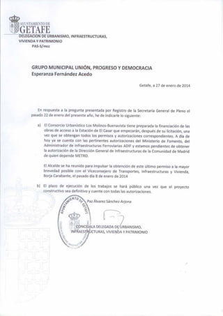 Respuesta a la pregunta sobre el acceso a la estación de El Casar por el lado de Los Molinos