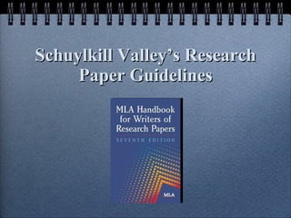 Schuylkill Valley’s Research Paper Guidelines 