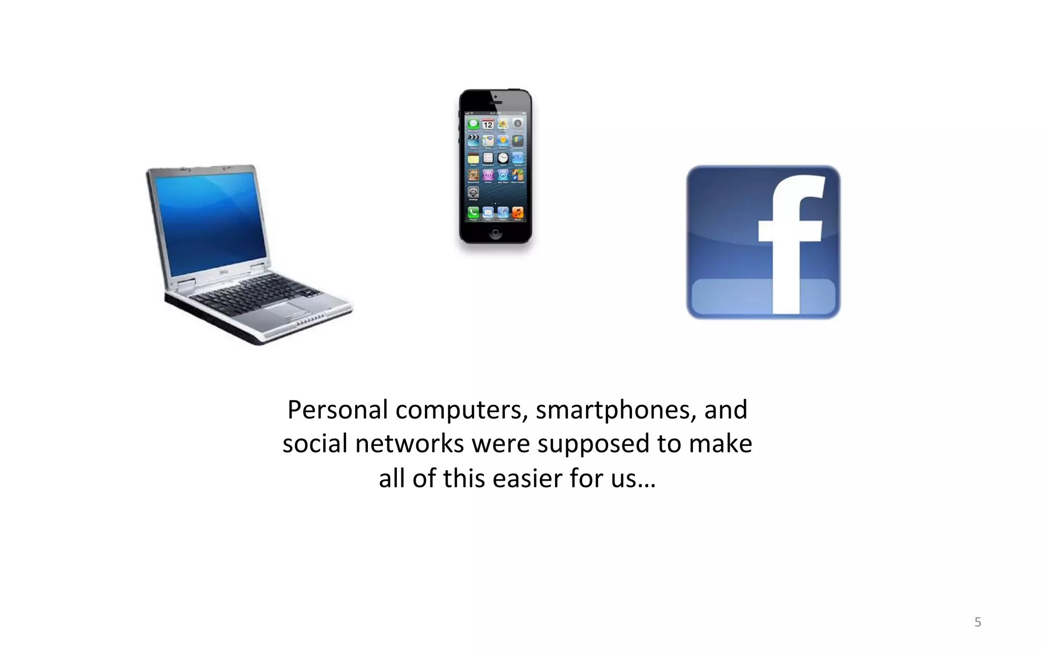 Personal$computers,$smartphones,$and$
social$networks$were$supposed$to$make$
         all$of$this$easier$for$us…$



                                         5$
 