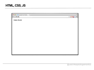 HTML, CSS, JS
The Hello World Website

Hello World

@uxbd #respectingsemantics

 