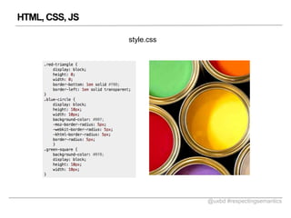 HTML, CSS, JS
style.css

@uxbd #respectingsemantics

 