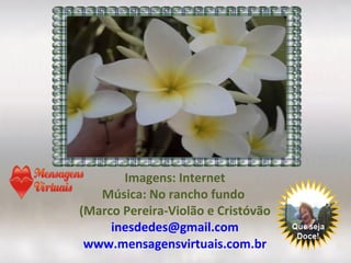Imagens: Internet
Música: No rancho fundo
(Marco Pereira-Violão e Cristóvão
inesdedes@gmail.com
www.mensagensvirtuais.com.br
 