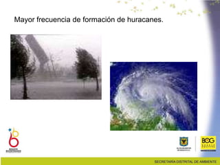 Mayor frecuencia de formación de huracanes.
 