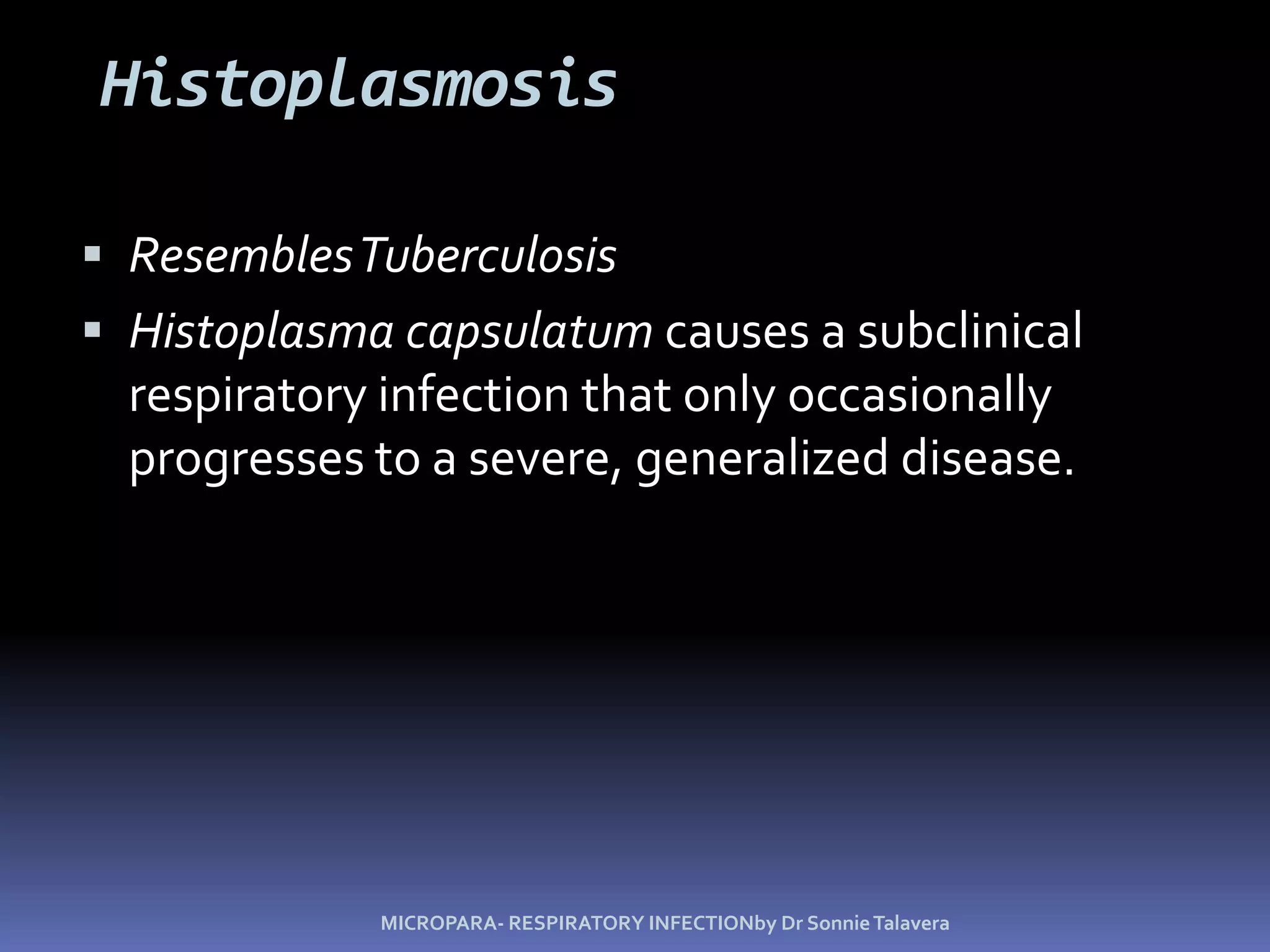 Viral Pneumonia A number of viruses can cause pneumonia as a complication of infections such as influenza.The etiologies are not usually identified in a clinical laboratory because of the difficulty in isolating and identifying viruses.MICROPARA- RESPIRATORY INFECTIONby Dr Sonnie Talavera