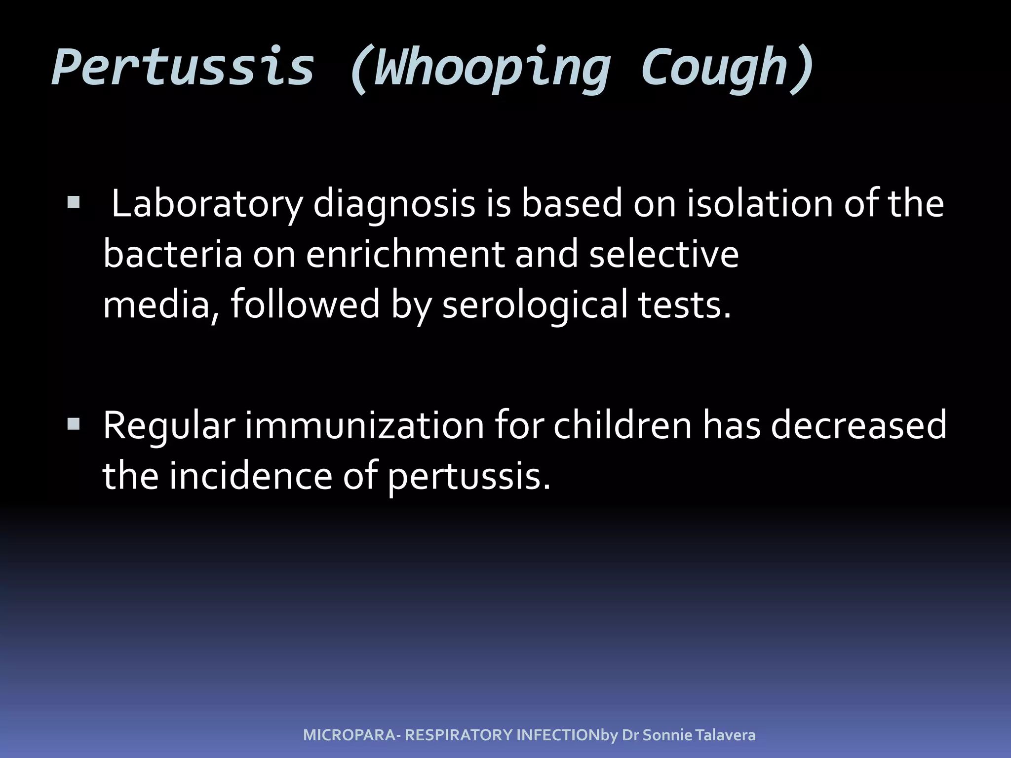 Children under one year at highest risk, but prevalence increasing in older children and adults Whooping coughInhalation of aerosolsAdhere to ciliated epithelial cells                 (FHA, Pili)Toxin productionDamage to mucosal cells(TCT, Ptx, Acase, LPS?)Act on neurons(Ptx, Acase, LPS)Paroxysmal cough
