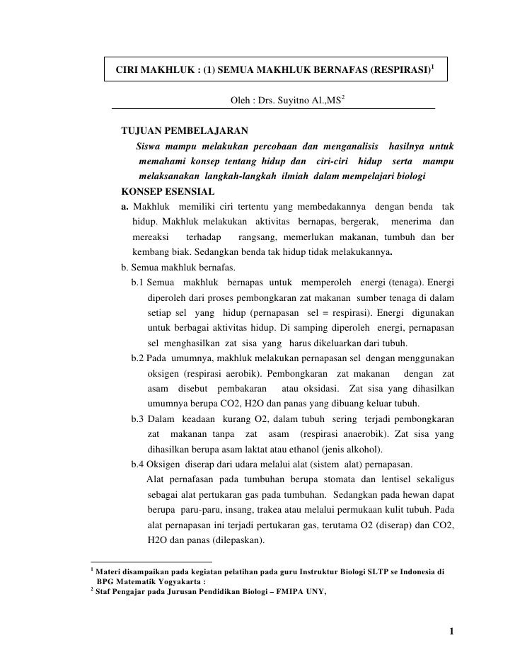 Respirasi Dan Cara Pembelajarannya