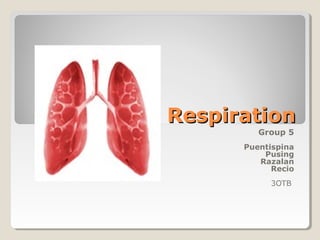 Respiration
         Group 5
      Puentispina
          Pusing
         Razalan
            Recio
           3OTB
 