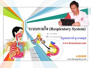 L/O/G/O
www.themegallery.com
ครูเสกสรรค์ สุวรรณสุข
www.kruseksan.com
ระบบหายใจ (Respiratory System)
 