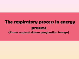 The respiratory process in energy
process
(Proses respirasi dalam penghasilan tenaga)
 
