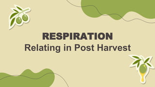 RESPIRATION
Relating in Post Harvest
 