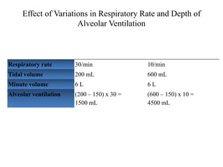 Effect of Variations in Respiratory Rate and Depth of Alveolar Ventilation