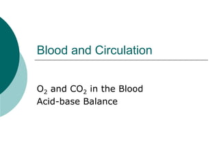 Blood and Circulation


O2 and CO2 in the Blood
Acid-base Balance
 