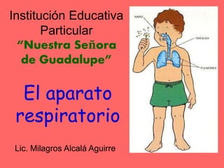 Institución Educativa
Particular
“Nuestra Señora
de Guadalupe”
El aparato
respiratorio
Lic. Milagros Alcalá Aguirre
 