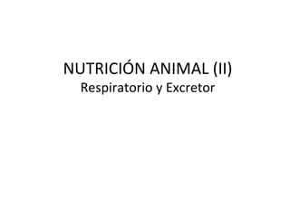 NUTRICIÓN ANIMAL (II)
  Respiratorio y Excretor
 