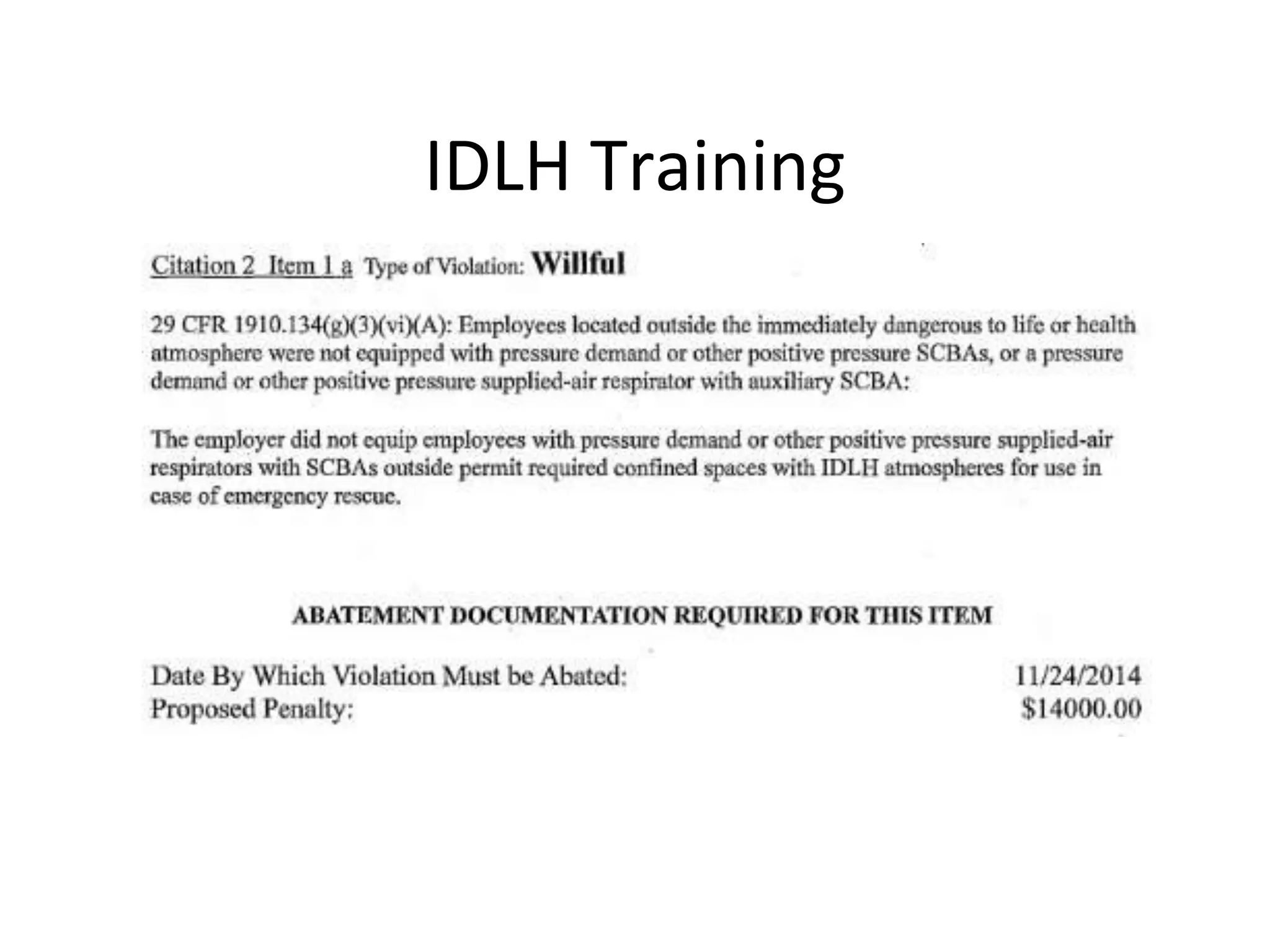 IDLH Training
 