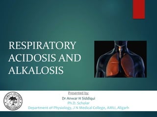 RESPIRATORY
ACIDOSIS AND
ALKALOSIS
Presented by:
Dr Anwar H Siddiqui
Ph.D. Scholar
Department of Physiology, J N Medical College, AMU, Aligarh
 