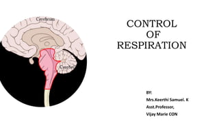 CONTROL
OF
RESPIRATION
BY:
Mrs.Keerthi Samuel. K
Asst.Professor,
Vijay Marie CON
 