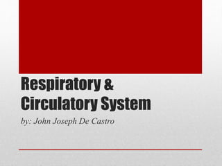 Respiratory &
Circulatory System
by: John Joseph De Castro
 
