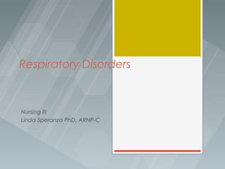 Respiratory Disorders



Nursing III
Linda Speranza PhD, ARNP-C
 