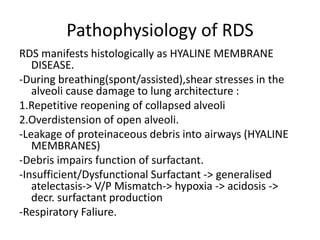 Pathophysiology For Rds Respiratory distress syndrome | PPTX