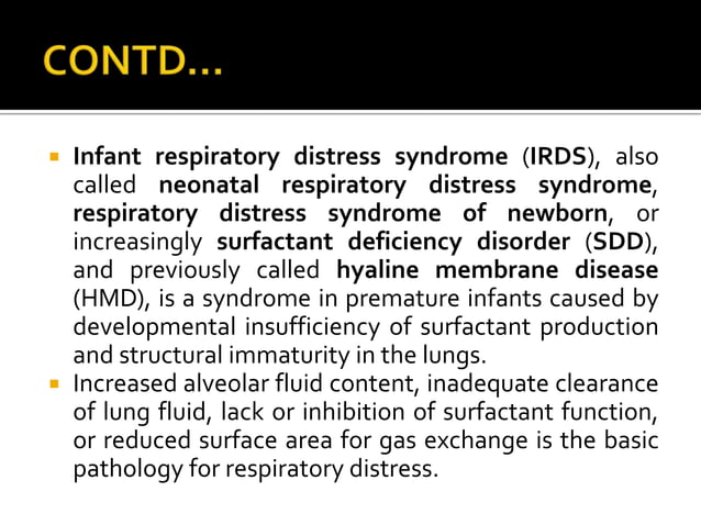 Respiratory distress syndrome (RDS) in newborn | PPTX | Lung and ...