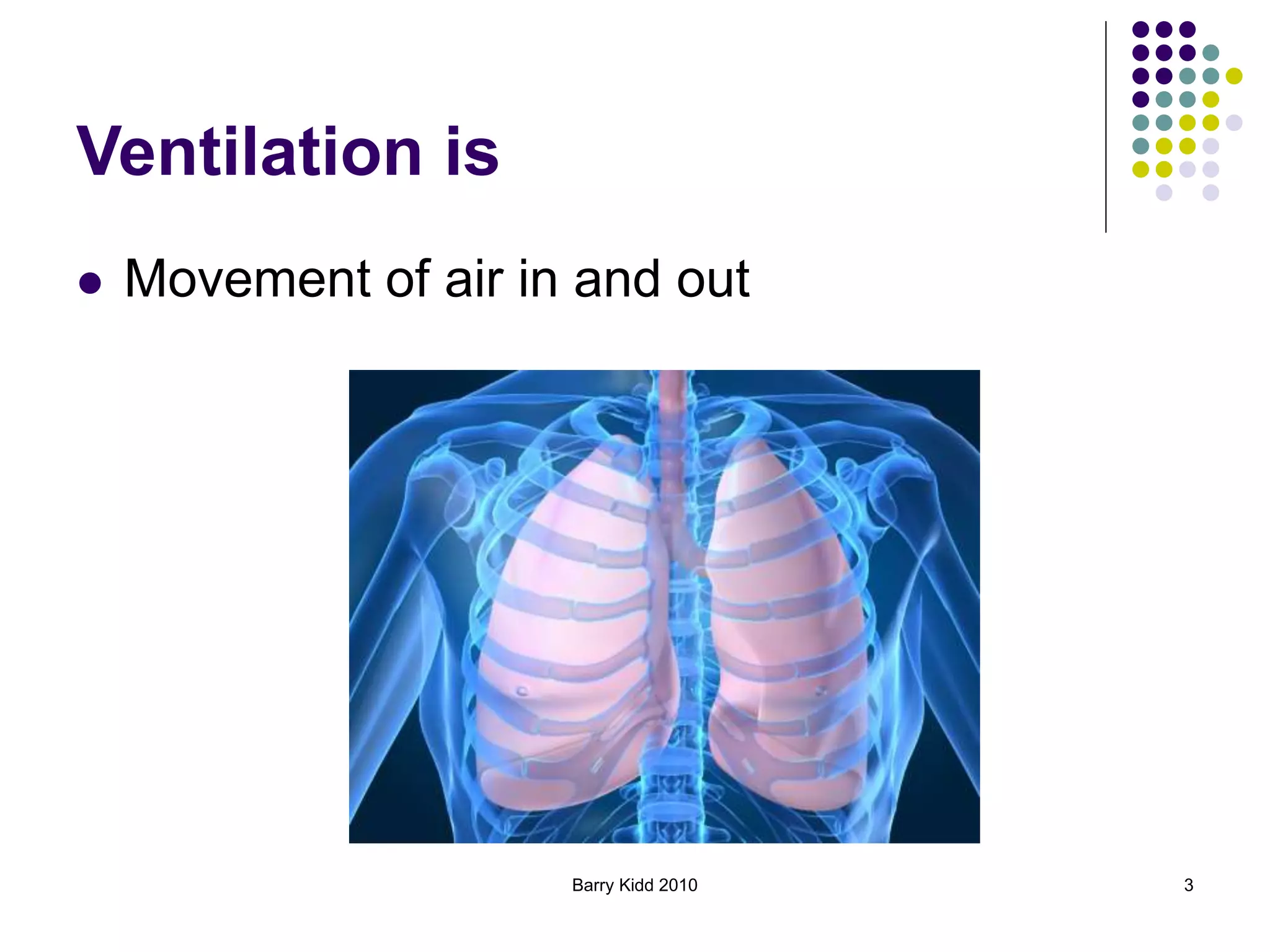Barry Kidd 2010 3
Ventilation is
 Movement of air in and out
 