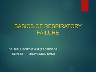 BASICS OF RESPIRATORY
FAILURE
DR. BIPUL BORTHAKUR (PROFESSOR)
DEPT OF ORTHOPAEDICS, SMCH
 