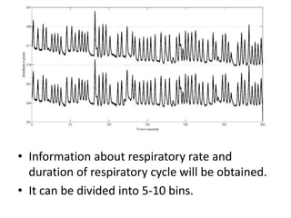 • Information about respiratory rate and
duration of respiratory cycle will be obtained.
• It can be divided into 5-10 bins.
 