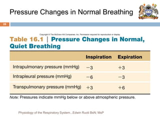 Pressure Changes in Normal Breathing
28
Physiology of the Respiratory System...Edwin Ruoti BsN; MsP
 