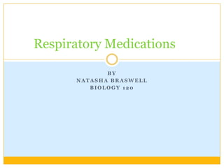By Natasha Braswell Biology 120 Respiratory Medications	 