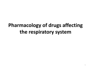 Pharmacology of drugs affecting
the respiratory system
1
 