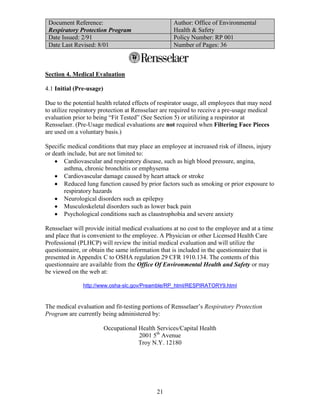 Respiratory protection program | PDF