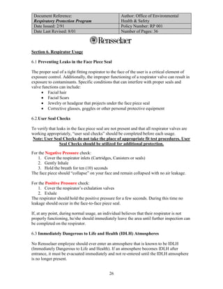 Respiratory protection program | PDF