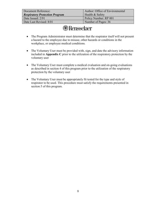 Respiratory protection program | PDF