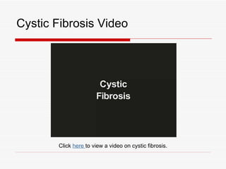 Cystic Fibrosis Video




       Click here to view a video on cystic fibrosis.
 