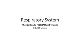 Respiratory System
Themba Hospital FCOG(SA) Part 1 Tutorials
By Dr N.E Manana
 