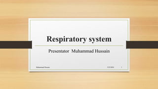 Respiratory system
Presentator Muhammad Hussain
3/25/2024
Muhammad Hussain 1
 