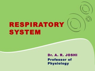 RESPIRATORY
SYSTEM
Dr. A. R. JOSHI
Professor of
Physiology
 