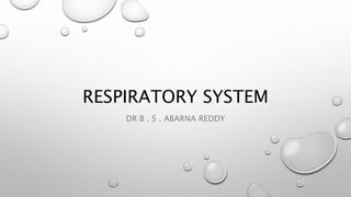 RESPIRATORY SYSTEM
DR B . S . ABARNA REDDY
 