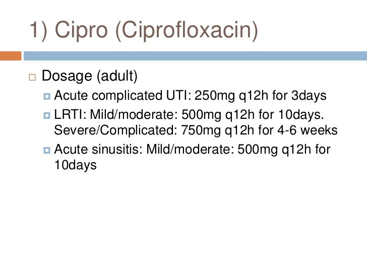 why use cipro for uti