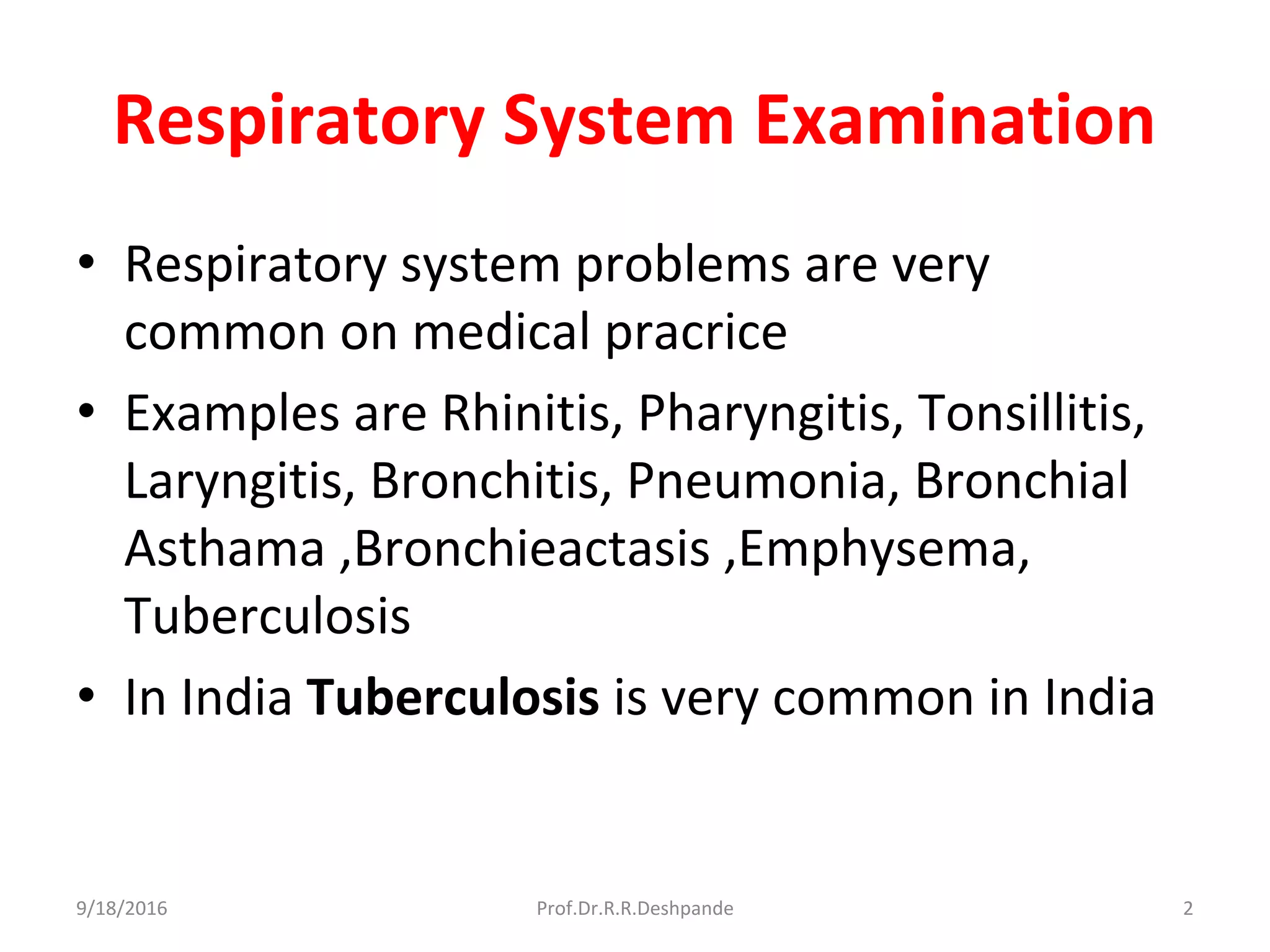 Respiratory System Examination Pdf