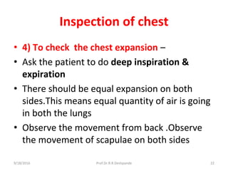 Testing Chest Expansion Respiratory system examination | PDF