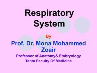 Respiratory System By Prof. Dr. Mona Mohammed Zoair Professor of Anatomy& Embryology Tanta Faculty Of Medicine 